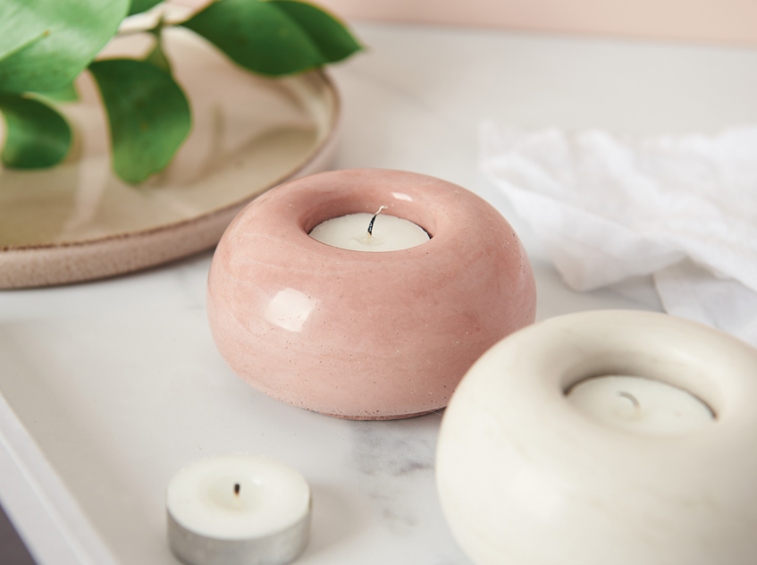 Oval concrete tea light holders, multiple colours and sizes available