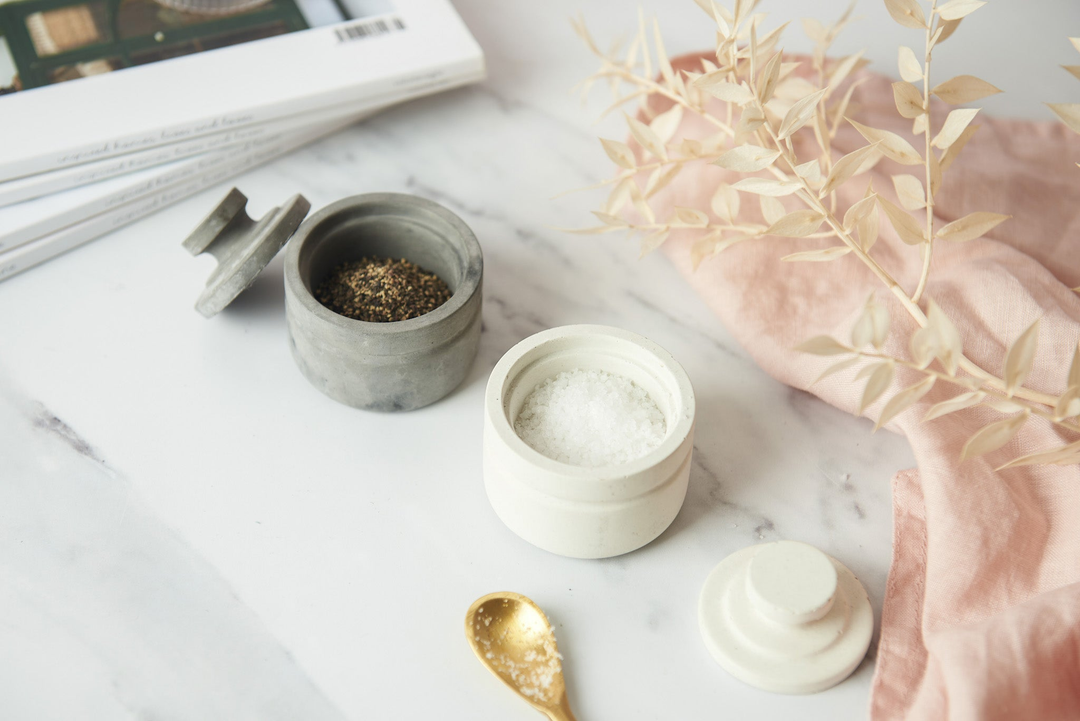 concrete salt and pepper pinch pot set