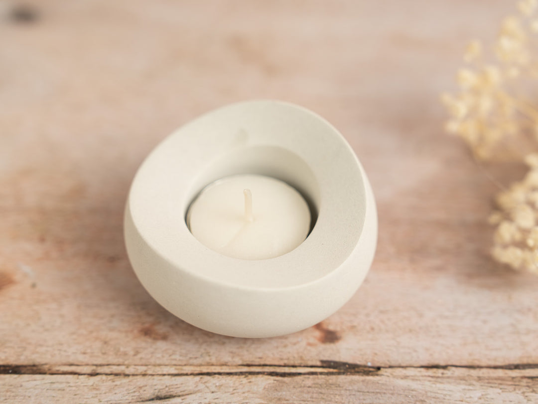Rounded White Concrete Tea Light Holder