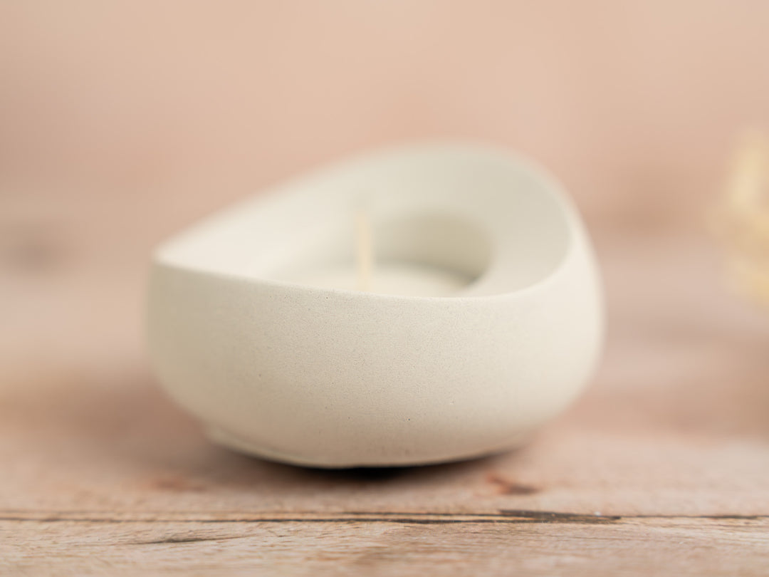 Rounded White Concrete Tea Light Holder