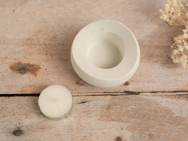 Rounded White Concrete Tea Light Holder