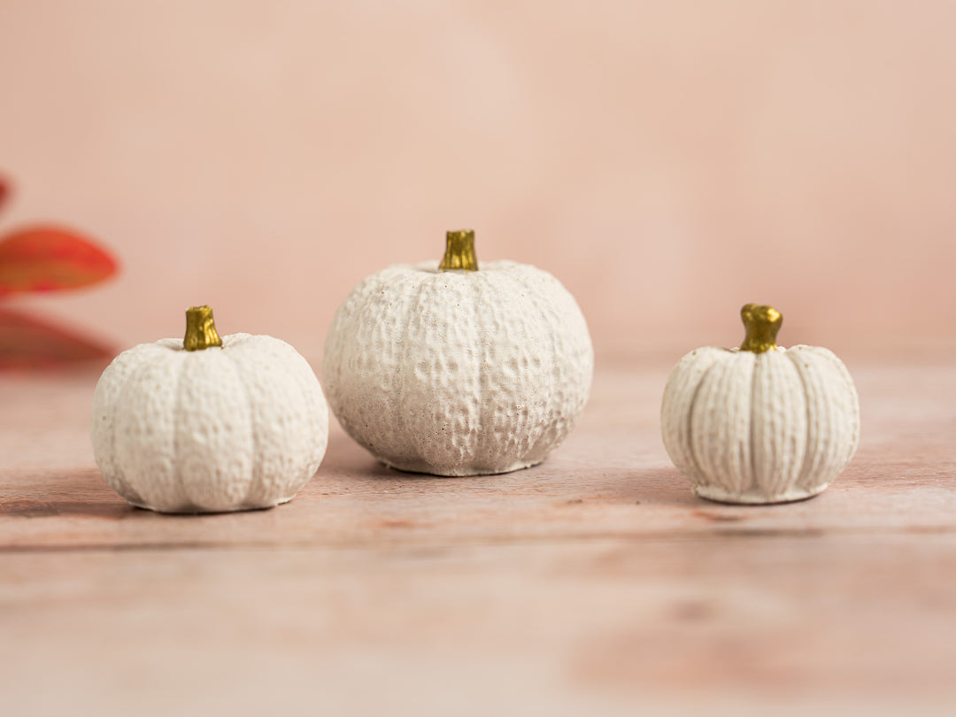 3D White and Gold Concrete Pumpkins