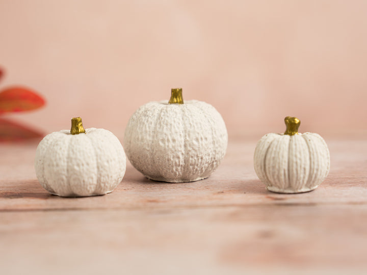 3D White and Gold Concrete Pumpkins