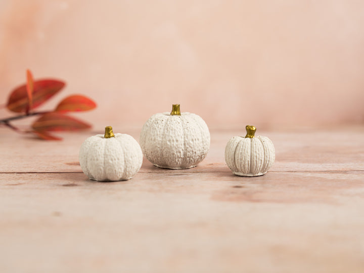 3D White and Gold Concrete Pumpkins