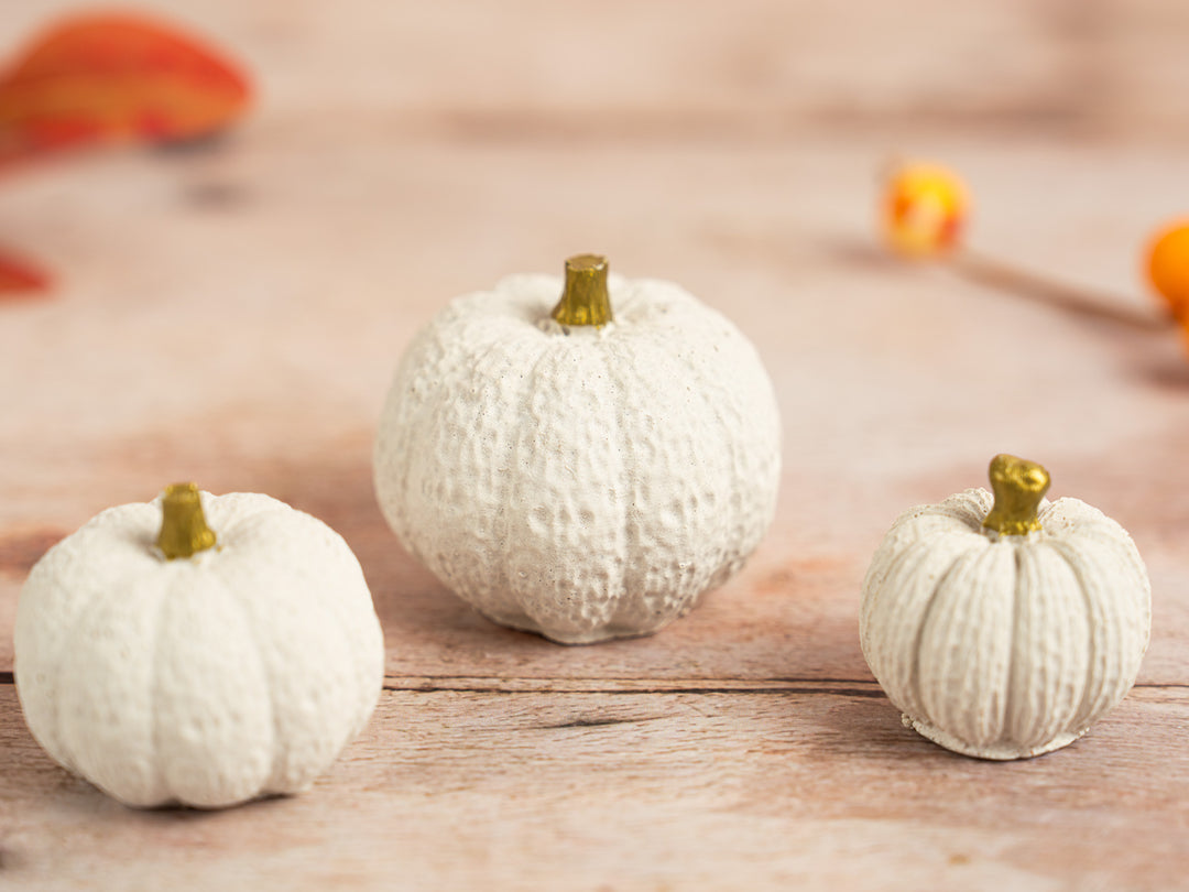 3D White and Gold Concrete Pumpkins