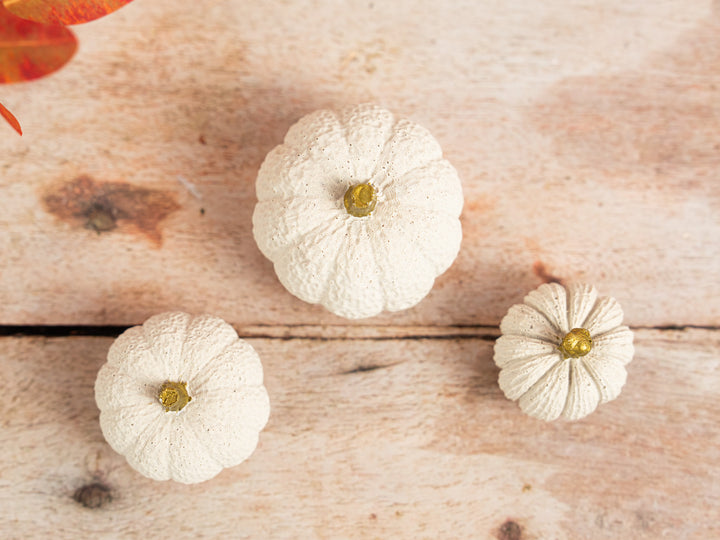 3D White and Gold Concrete Pumpkins