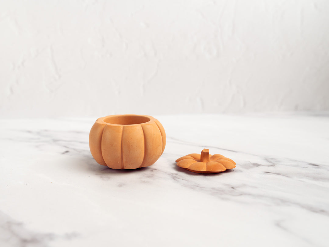 Concrete Pumpkin with Lid