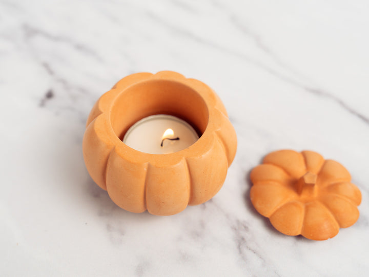 Concrete Pumpkin with Lid