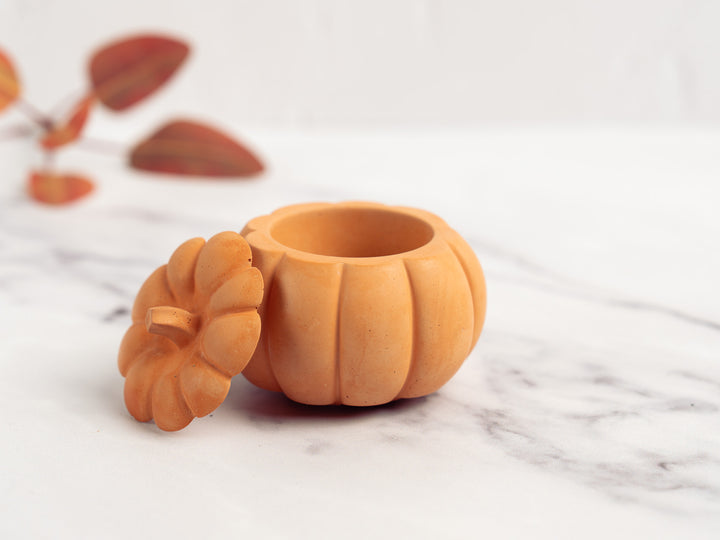 Concrete Pumpkin with Lid