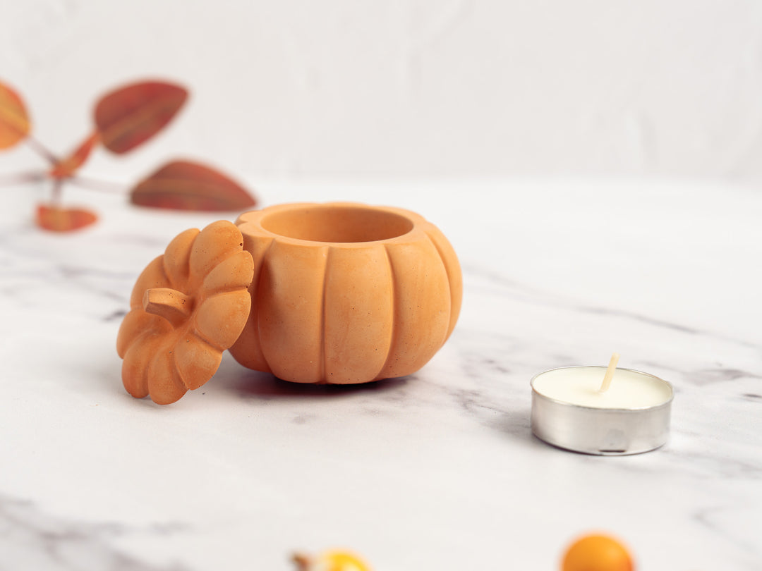 Concrete Pumpkin with Lid