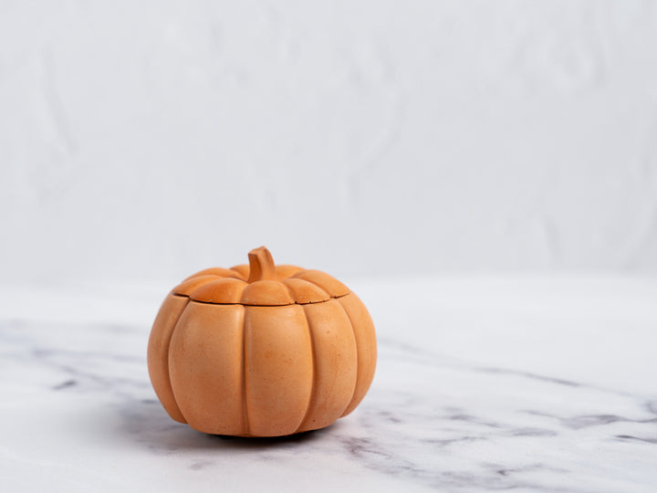 Concrete Pumpkin with Lid and Witch Hat