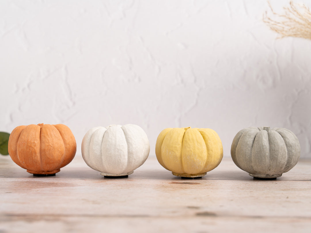 Handmade White Concrete Pumpkin for Autumn Decor, 5 styles available