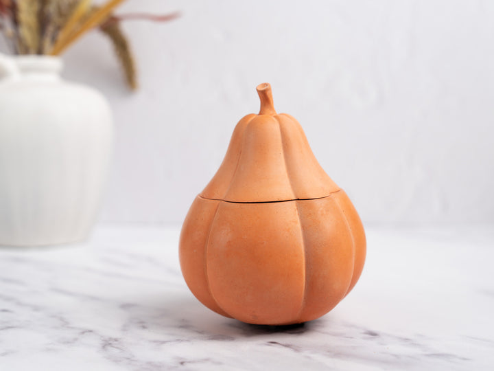 Concrete Pear Shaped Pumpkin with Lid
