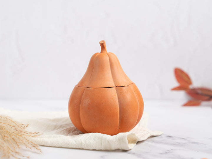 Concrete Pear Shaped Pumpkin with Lid