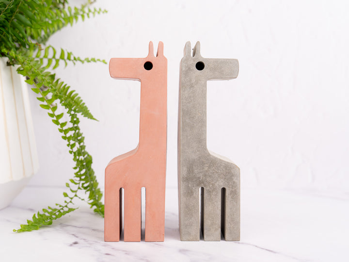 Concrete Giraffe Bookends
