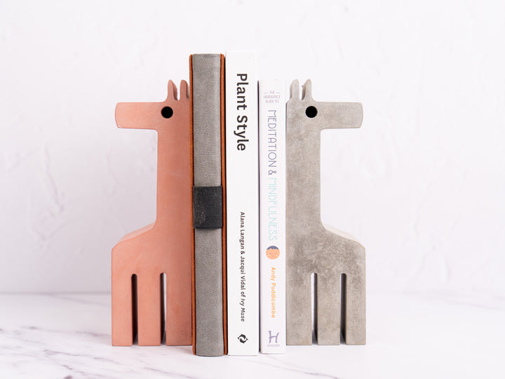 Concrete Giraffe Bookends