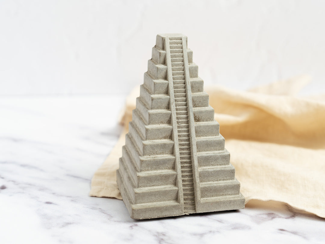 Concrete Mayan Pyramid Bookends With Steps