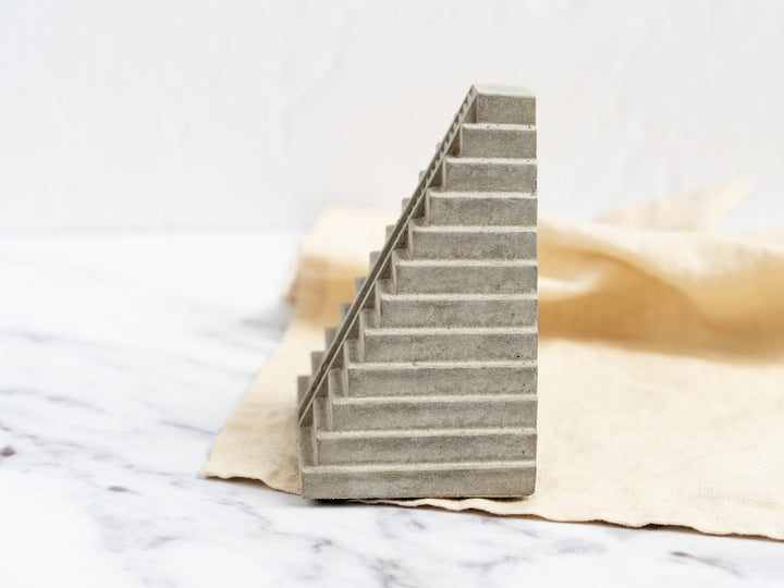 Concrete Mayan Pyramid Bookends With Steps