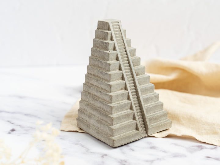Concrete Mayan Pyramid Bookends With Steps