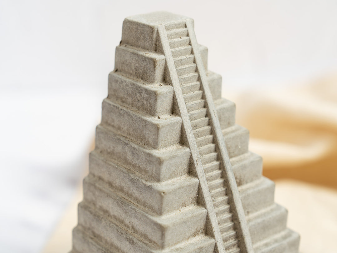 Concrete Mayan Pyramid Bookends With Steps