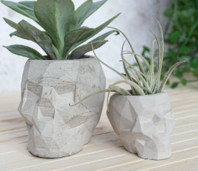 Geometric Skull Concrete Plant Pots