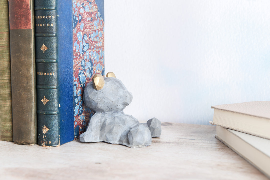 Geometric Teddy Bear Concrete Bookends