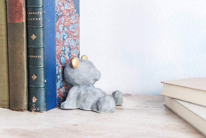 Geometric Teddy Bear Concrete Bookends