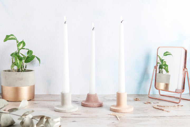 Minimalist Concrete Candlestick Holders