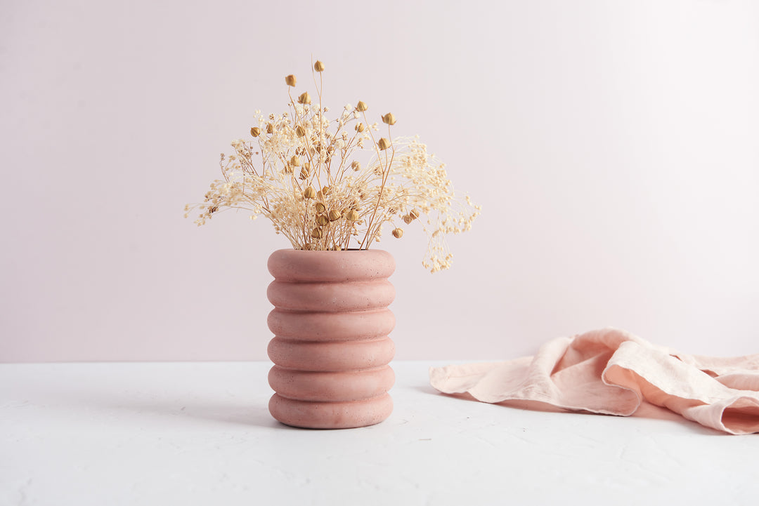 Ribbed Concrete Vase