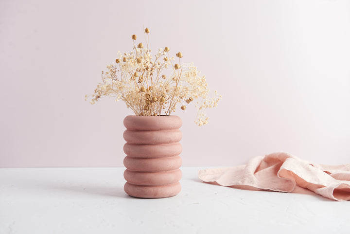 Ribbed Concrete Vase