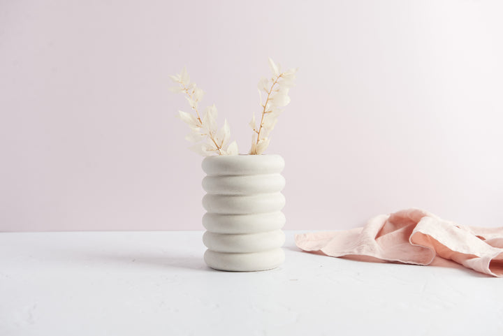 Ribbed Concrete Vase