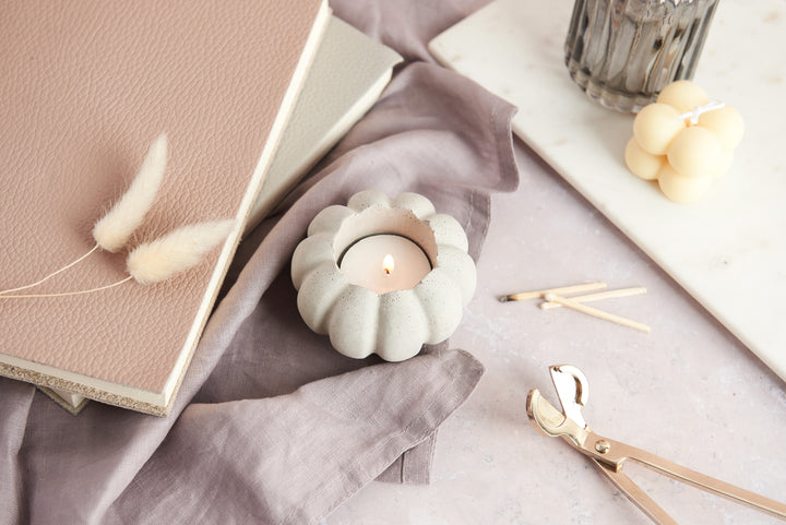 Concrete Pumpkin Tea Light Holder