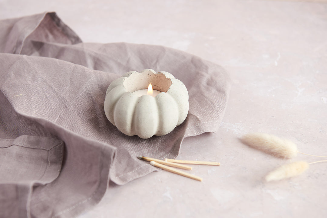 Concrete Pumpkin Tea Light Holder