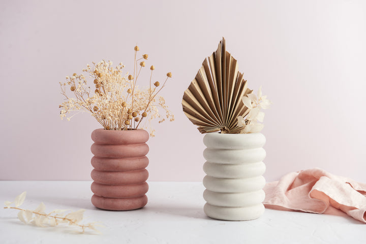 Ribbed Concrete Vase