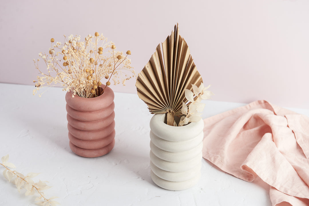 Ribbed Concrete Vase