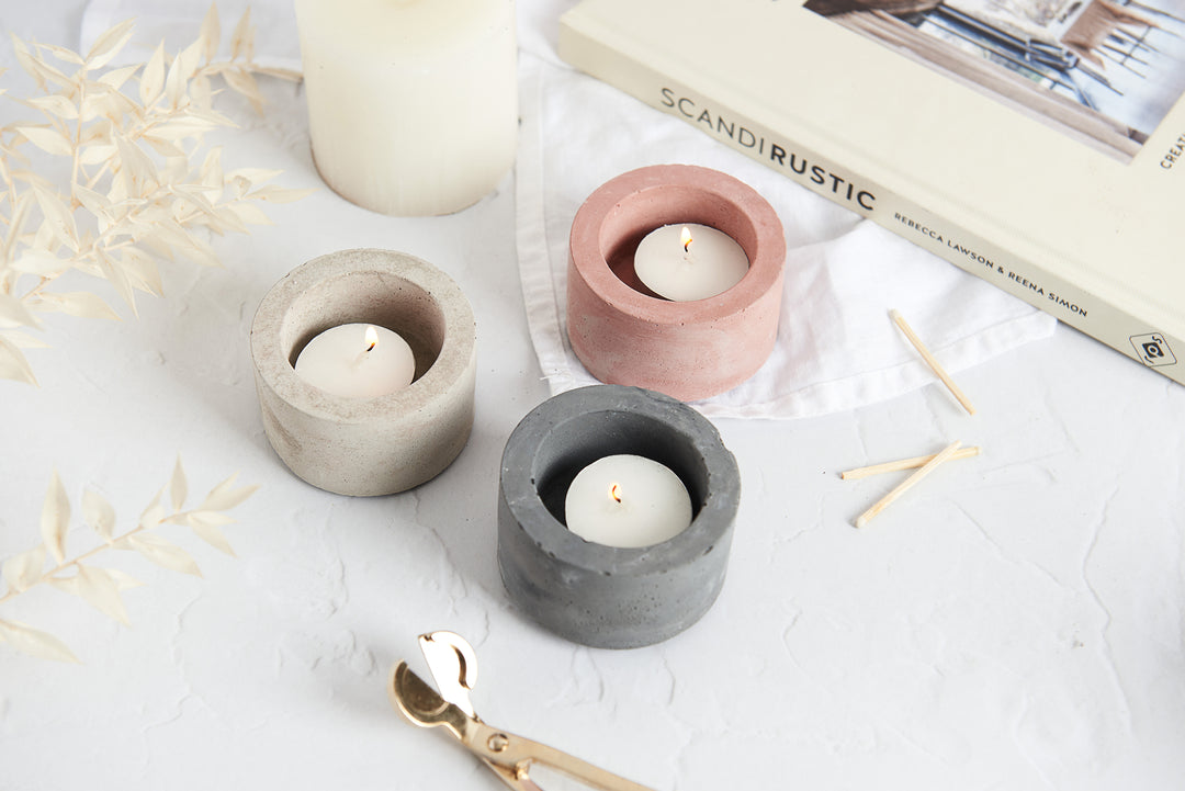 Simple Round Concrete Tea Light Holders