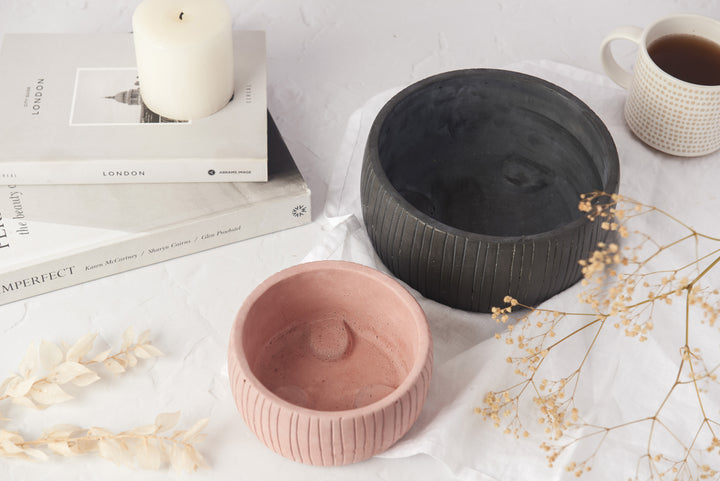 Striped Edge Concrete Bowls