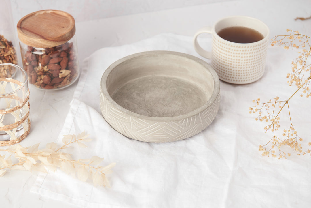 Textured Round Concrete Bowl