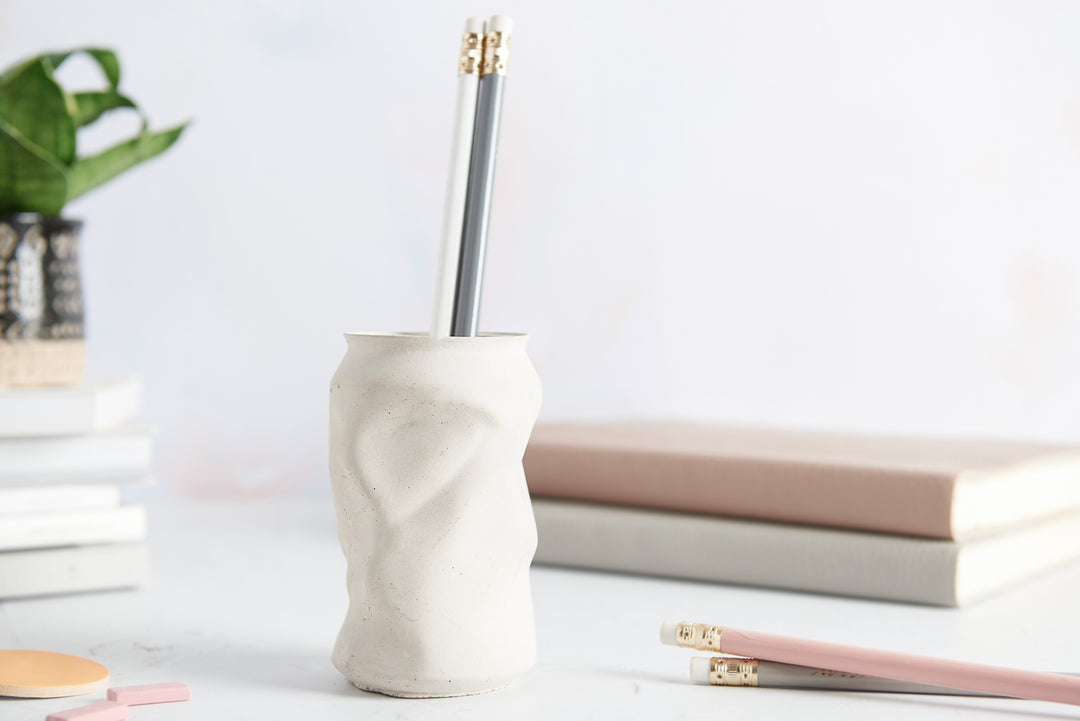 Crushed Can Style Concrete Pot
