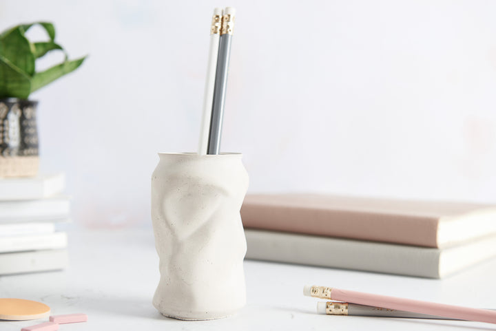 Crushed Can Style Concrete Pot