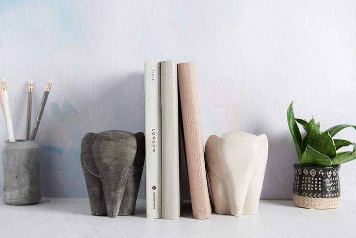 Concrete Elephant Bookends