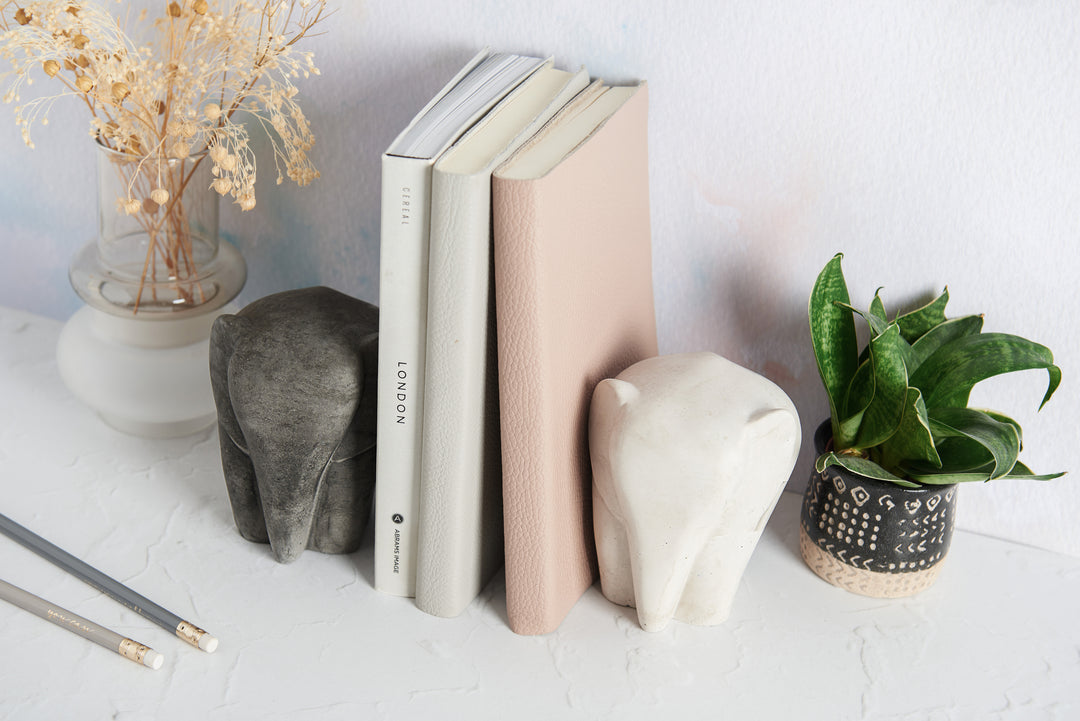 Concrete Elephant Bookends