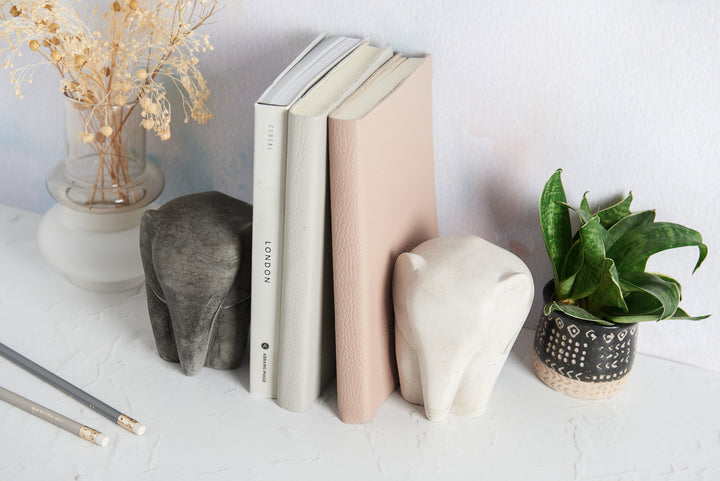 Concrete Elephant Bookends