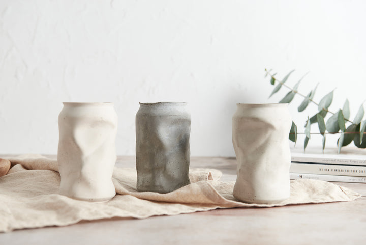 Crushed Can Style Concrete Pot