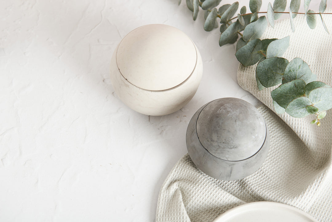 Spherical Concrete Pots with Lid