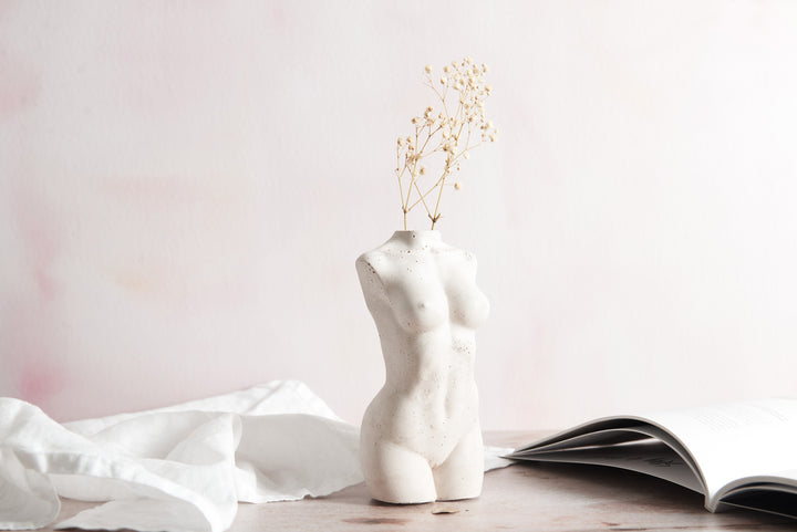 Elegant Nude Lady Concrete Vase