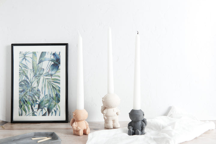 Astronaut Shaped Concrete Candle Stick Holders