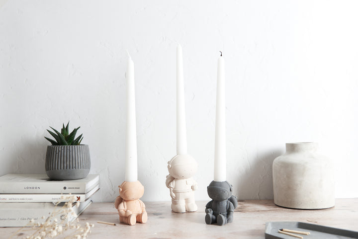 Astronaut Shaped Concrete Candle Stick Holders
