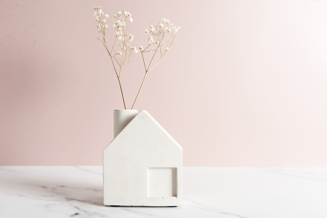 Charming House-Shaped Concrete Vase