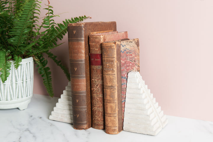 Concrete Mayan Pyramid Bookends With Steps